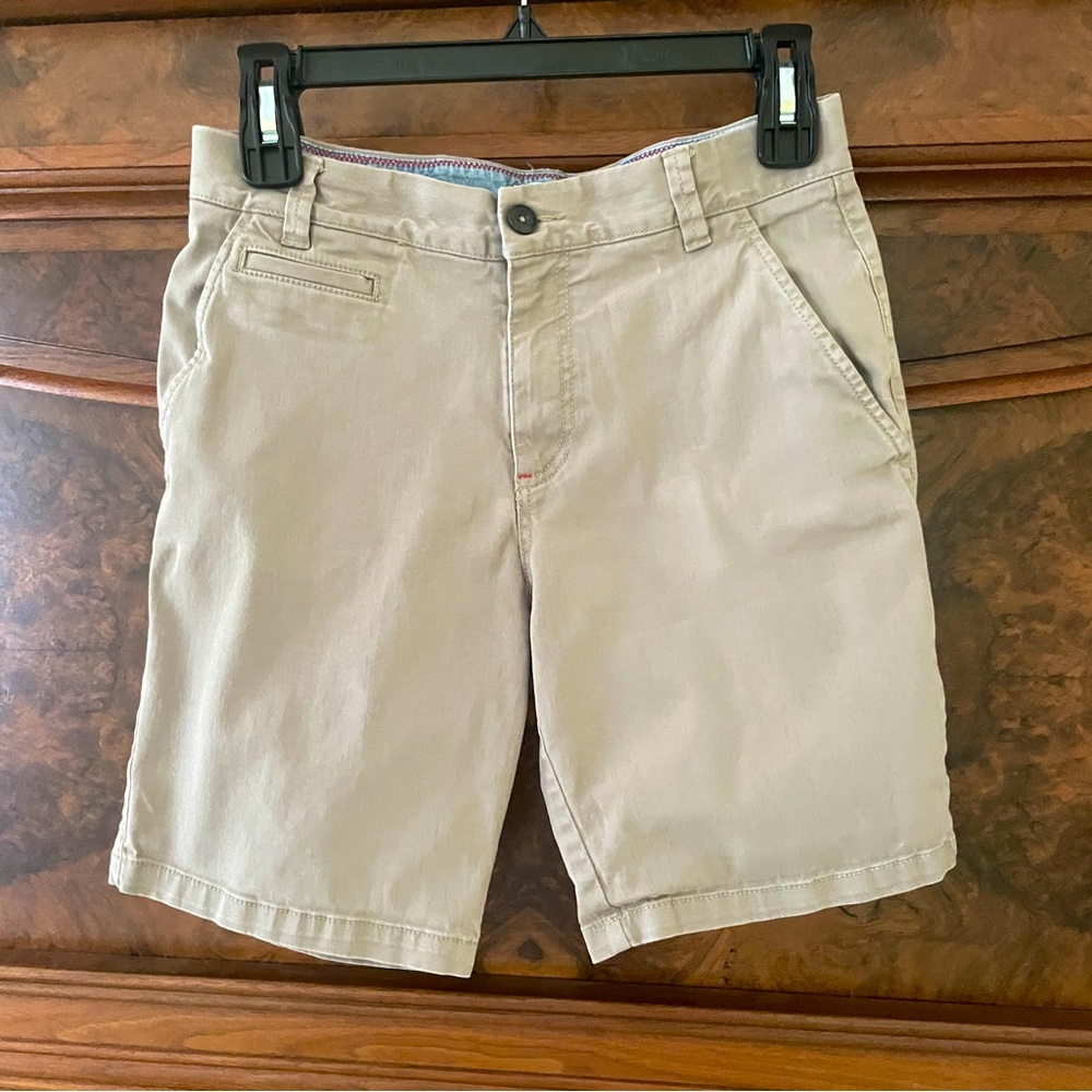 BODEN Boy's Size 13Y Khaki Chino Shorts Adjustable Waist with Pockets